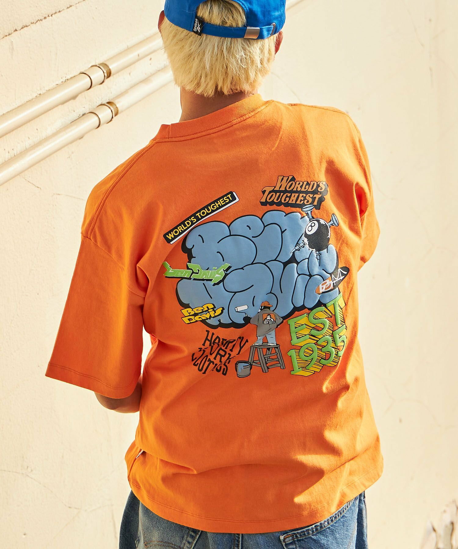 【BEN DAVIS(ベンデイビス)】OVERLAP TEE / クルーネック 半袖Tシャツ ワンポイント Tシャツ グラフィティー ゴリラ 8ボール